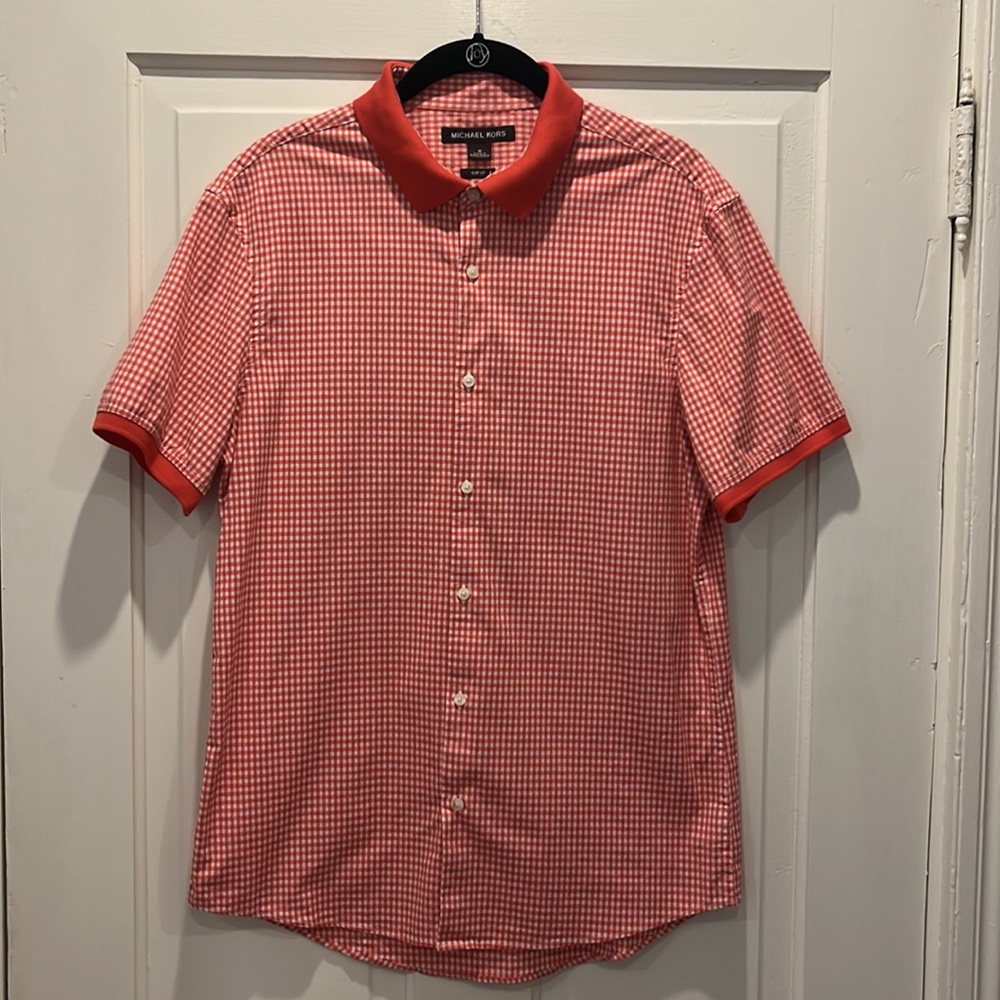 Michael Kors Men’s Button Down Short-Sleeve Shirt - Size Medium Slim Fit - Picture 2 of 12